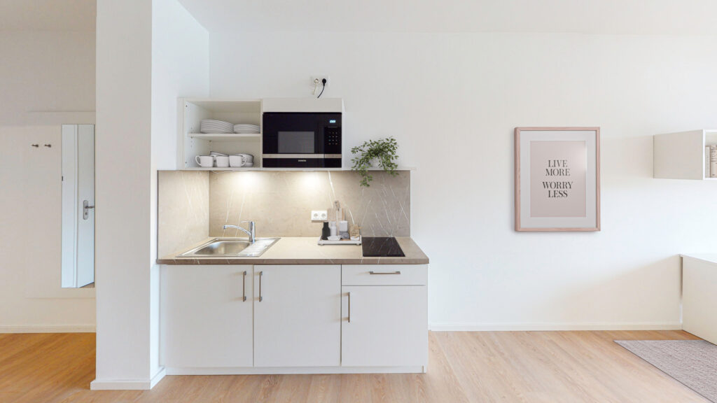 Möbliertes 1-Zimmer-Apartment mit Einbauküche und Balkon - Foto 2